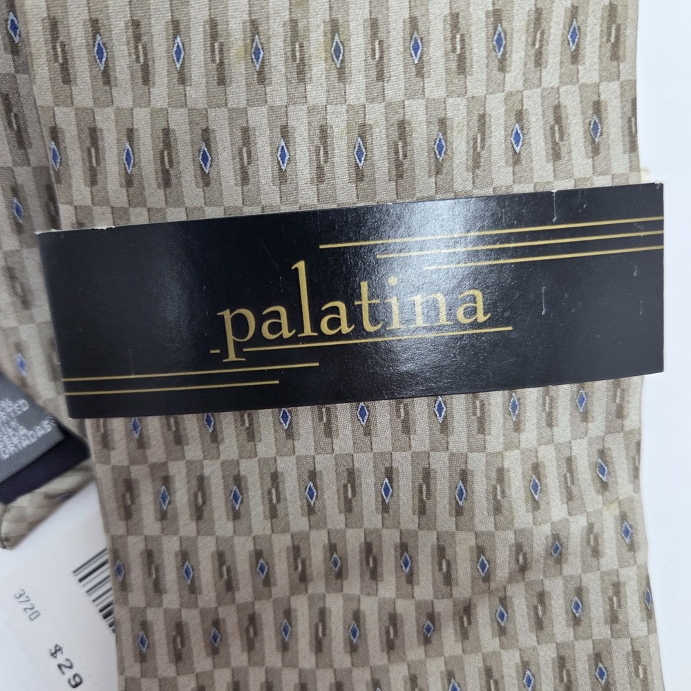PALANTINA MENS TIE, 100% SILK 59"X 4" Grey‎ Blue NWT NEW